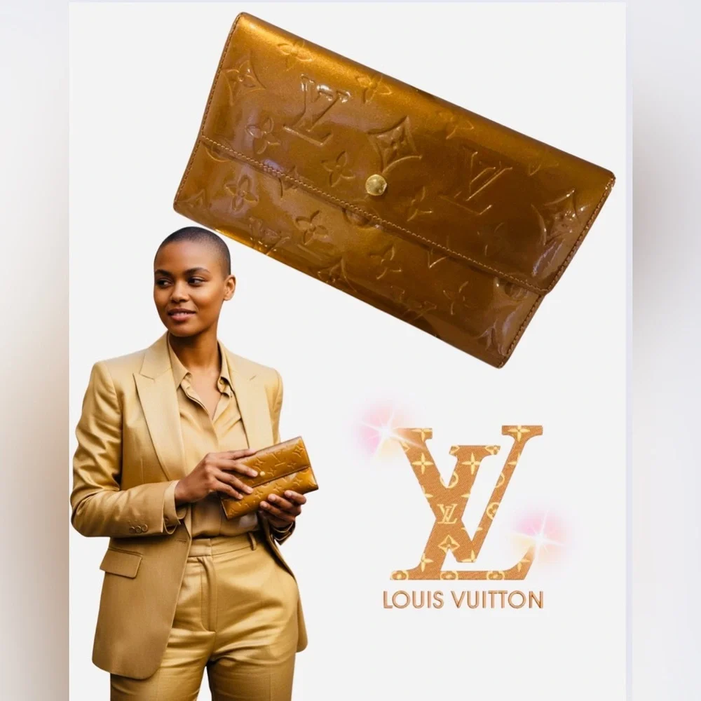 LOUIS VUITTON Vernis Bronze Long Wallet w/ LV Box & Unbranded Dust Bag. EUC